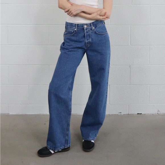 NWT Etica Staton Wide Leg Button Fly Relaxed Jeans Size 27 - Picture 1 of 14